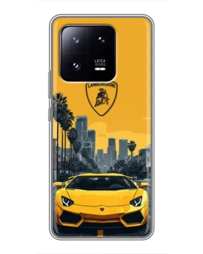 Чехол для Xiaomi 13 Pro с картинкой «Желтый Lamborghini город»