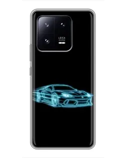 Чехол для Xiaomi 13 Pro с картинкой «Неоновый контур Lamborghini»