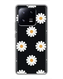 Чехол для Xiaomi 13 Pro с картинкой «Ромашки на черном»