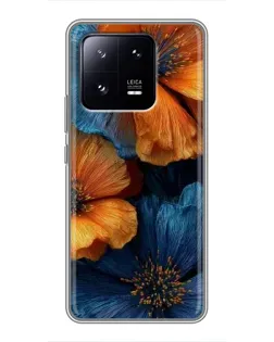 Чохол для Xiaomi 13 Pro з картинкою «Яскрава синьо-помаранчева флора»