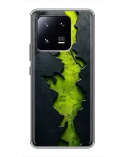 Чохол для Xiaomi 13 Pro з картинкою «Салатовий розлом скелі»