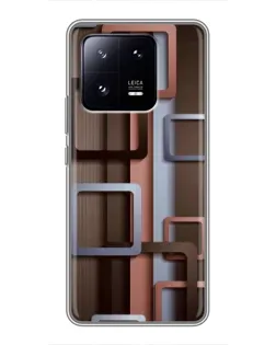 Чохол для Xiaomi 13 Pro з картинкою «Коричневі об'ємні квадрати»