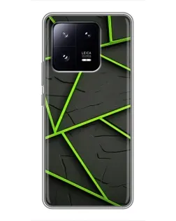 Чохол для Xiaomi 13 Pro з картинкою «Зелені геометричні лінії»