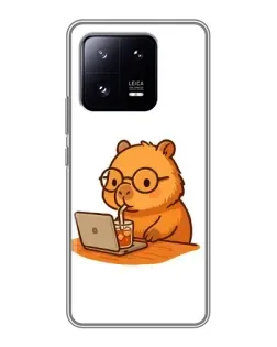 Чехол для Xiaomi 13 Pro с картинкой «Капибара с ноутбуком»