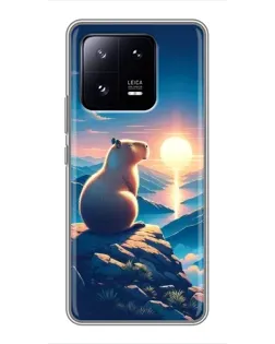 Чехол для Xiaomi 13 Pro с картинкой «Закат солнца с капибарой»