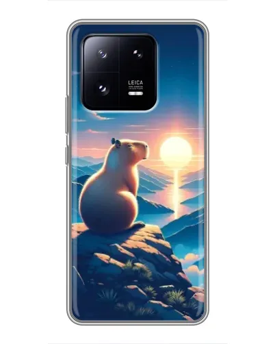 Чехол для Xiaomi 13 Pro с картинкой «Закат солнца с капибарой»