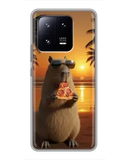 Чехол для Xiaomi 13 Pro с картинкой «Капибара с пиццей»