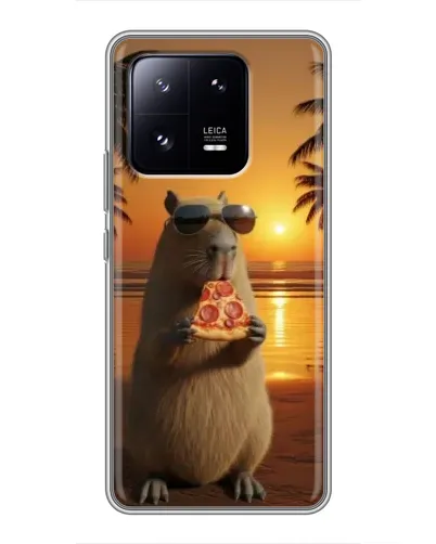 Чехол для Xiaomi 13 Pro с картинкой «Капибара с пиццей»