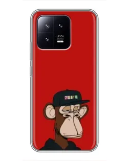 Чохол для Xiaomi 13 з картинкою «Bored Ape — червоний фон»
