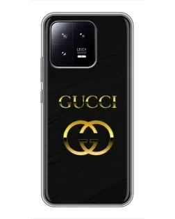 Чохол для Xiaomi 13 з картинкою «Золотий логотип Gucci»