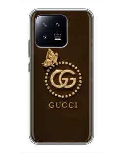 Чохол для Xiaomi 13 з картинкою «Gucci — золотий метелик»