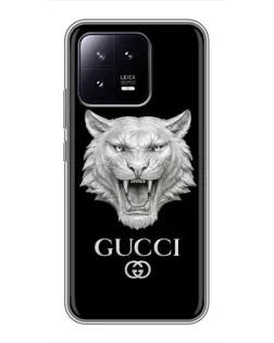 Чохол для Xiaomi 13 з картинкою «Gucci — срібний лев»