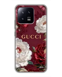 Чохол для Xiaomi 13 з картинкою «Gucci — бордові троянди»