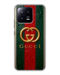 Чохол для Xiaomi 13 з картинкою «Gucci — фірмова смуга та золото»