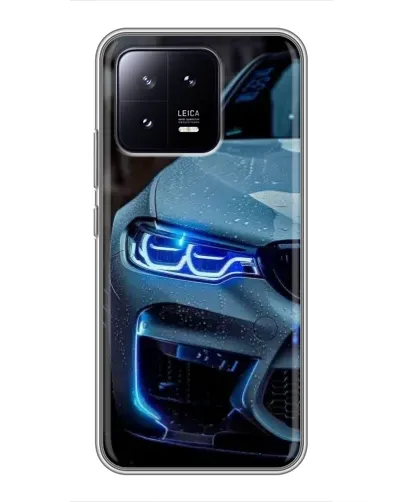 Чохол для Xiaomi 13 з картинкою «Погляд BMW з синіми фарами»