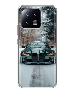 Чохол для Xiaomi 13 з картинкою «BMW у зимовому лісі»