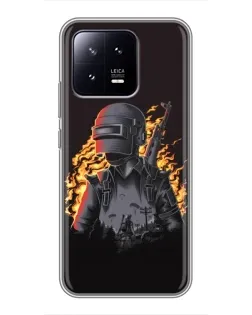 Чохол для Xiaomi 13 з картинкою «PUBG — вогняний силует»