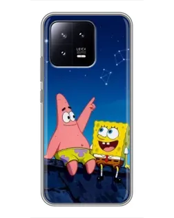 Чохол для Xiaomi 13 з картинкою «Губка Боб та Патрік вночі»