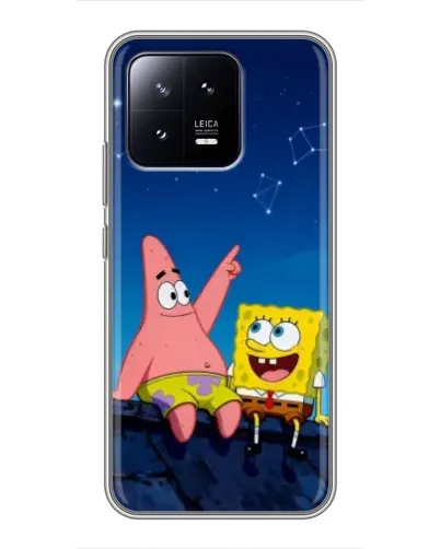 Чохол для Xiaomi 13 з картинкою «Губка Боб та Патрік вночі»