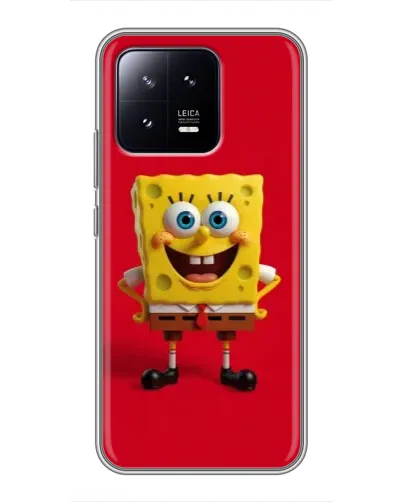 Чохол для Xiaomi 13 з картинкою «Спанч Боб на червоному»