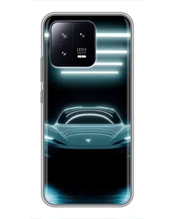 Чохол для Xiaomi 13 з картинкою «Tesla в неоні»