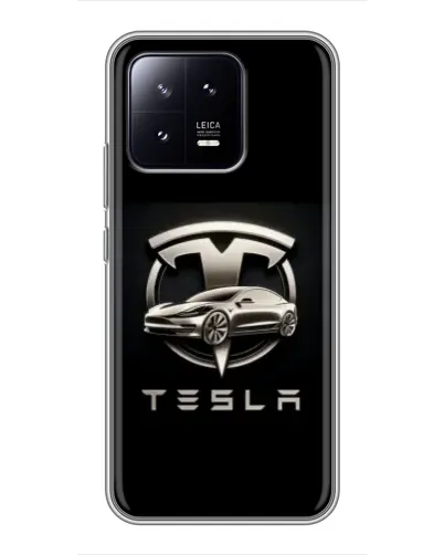 Чохол для Xiaomi 13 з картинкою «Tesla — срібне авто»