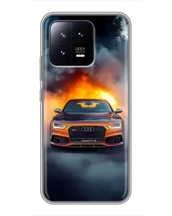 Чохол для Xiaomi 13 з картинкою «Audi у вогняному диму»