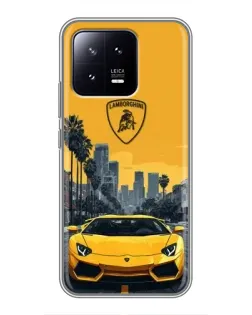 Чохол для Xiaomi 13 з картинкою «Жовтий Lamborghini місто»