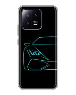 Чохол для Xiaomi 13 з картинкою «Блакитний силует Lamborghini»
