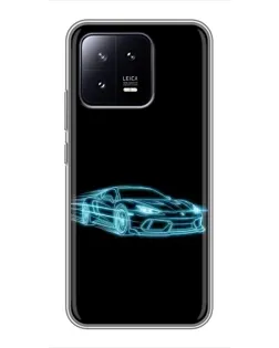 Чохол для Xiaomi 13 з картинкою «Неоновий контур Lamborghini»