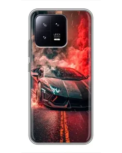 Чохол для Xiaomi 13 з картинкою «Lamborghini червоний дим»