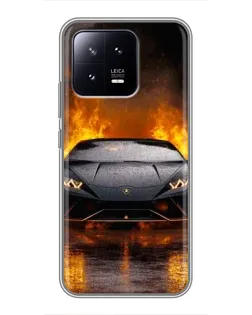 Чохол для Xiaomi 13 з картинкою «Lamborghini у вогні»