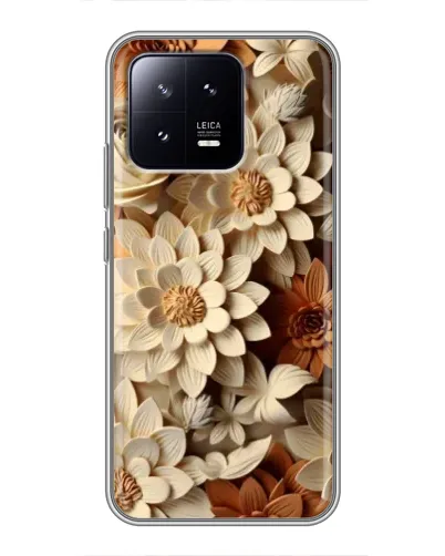 Чохол для Xiaomi 13 з картинкою «Бежевий флористичний декор»