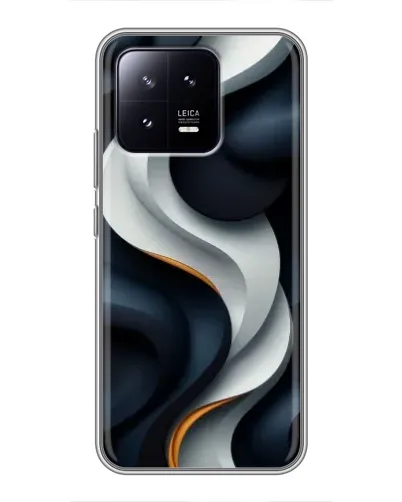 Чохол для Xiaomi 13 з картинкою «Об'ємні чорно-білі стрічки»