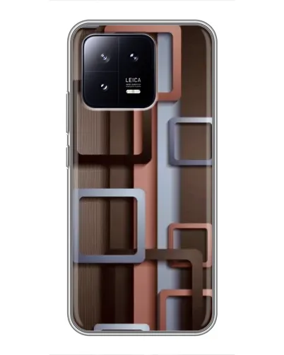 Чохол для Xiaomi 13 з картинкою «Коричневі об'ємні квадрати»