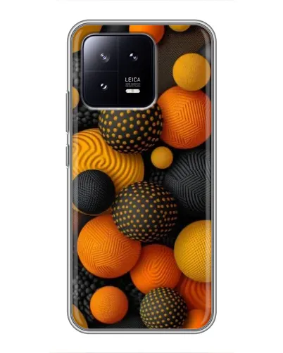 Чохол для Xiaomi 13 з картинкою «Об'ємні помаранчеві сфери»