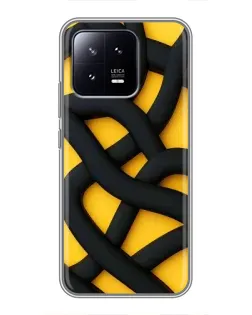 Чохол для Xiaomi 13 з картинкою «Чорне жовте переплетення»