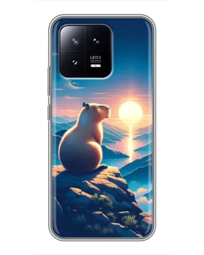 Чохол для Xiaomi 13 з картинкою «Захід сонця з капібарою»