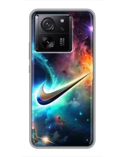Чехол для Xiaomi 13T Pro с картинкой «Космический Nike Swoosh»