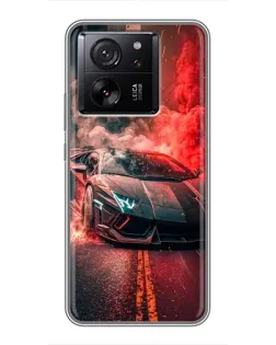 Чехол для Xiaomi 13T с картинкой «Lamborghini красный дым»