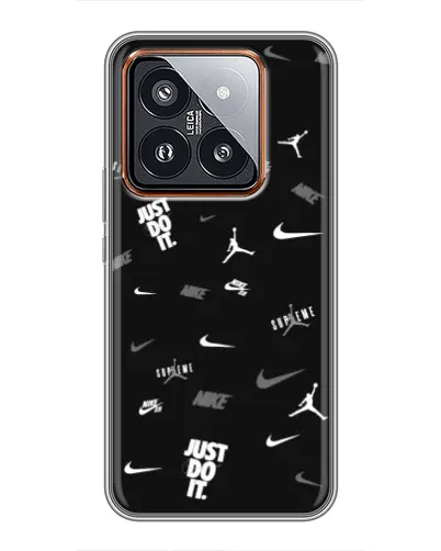 Чехол для Xiaomi 14 Pro с картинкой «Nike Black Pattern»
