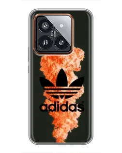 Чехол для Xiaomi 14 Pro с картинкой «Оранжевый дым Adidas»