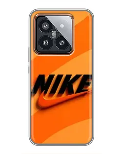 Чехол для Xiaomi 14 Pro с картинкой «Оранжевый драйв Nike»