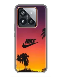 Чехол для Xiaomi 14 Pro с картинкой «Nike на закате солнца»