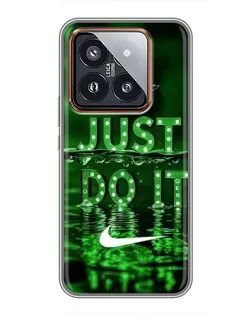 Чехол для Xiaomi 14 Pro с картинкой «Зеленый неоновый Nike»