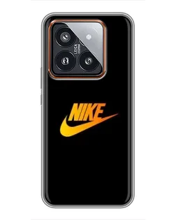Чехол для Xiaomi 14 Pro с картинкой «Золотой логотип Nike»