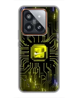 Чехол для Xiaomi 14 Pro с картинкой «Nike — золотая искра»