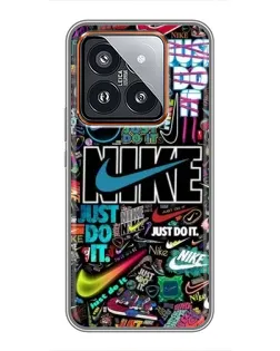 Чехол для Xiaomi 14 Pro с картинкой «Яркий коллаж Nike»