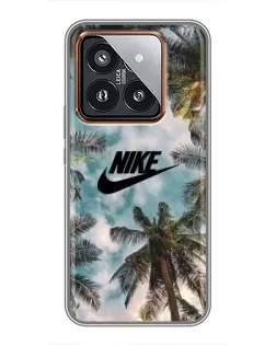 Чехол для Xiaomi 14 Pro с картинкой «Тропический принт Nike»