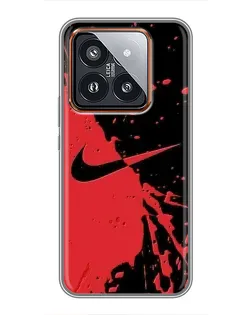Чехол для Xiaomi 14 Pro с картинкой «Красные брызги Nike»
